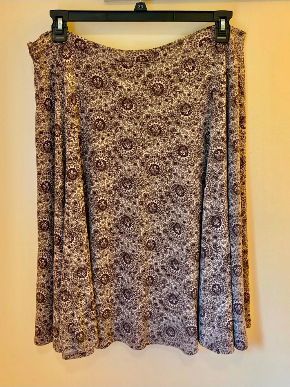 Michael Kors Brown and Cream Paisley A-Line Skirt